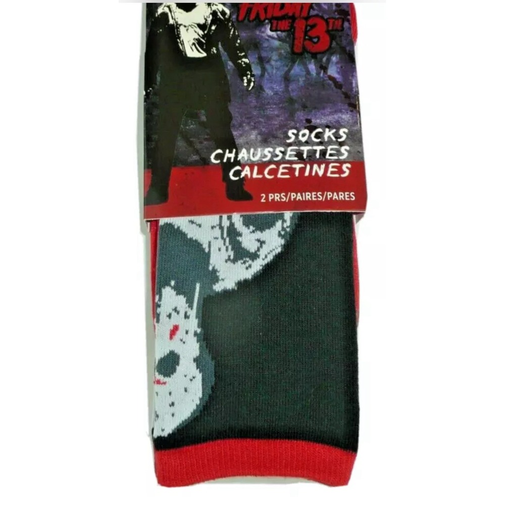 Modern Hero Friday the 13th Jason Voorhees Crew Socks 2 Pairs Men 8-12 NEW